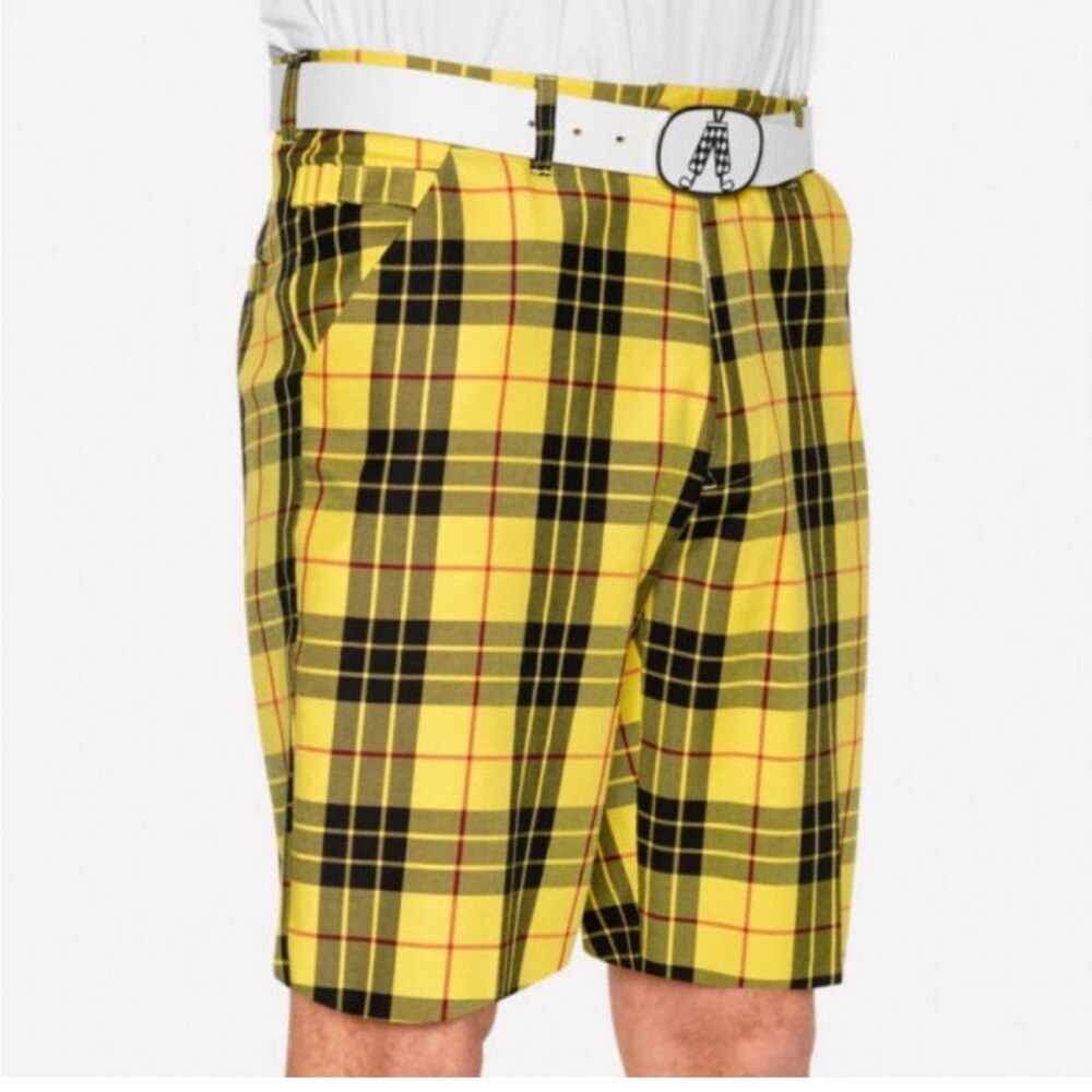 Royal & Awesome Loud Macleod Yellow & Black Plaid Golf Shorts Men's Size 44